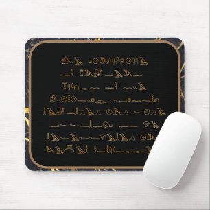 Tapis De Souris Caractères hiéroglyphes - marbre noir et or