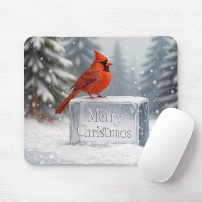Tapis De Souris Cardinal De Noël Sur L'Édifice De Glace (Avec souris)