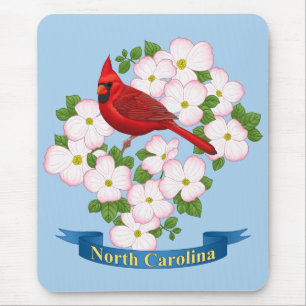 Tapis De Souris Cardinal d'État de Caroline du Nord Oiseau Dogwood