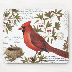 Tapis De Souris cardinal vintage moderne d'hiver