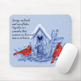 Tapis De Souris Cardinaux et flocons de neige