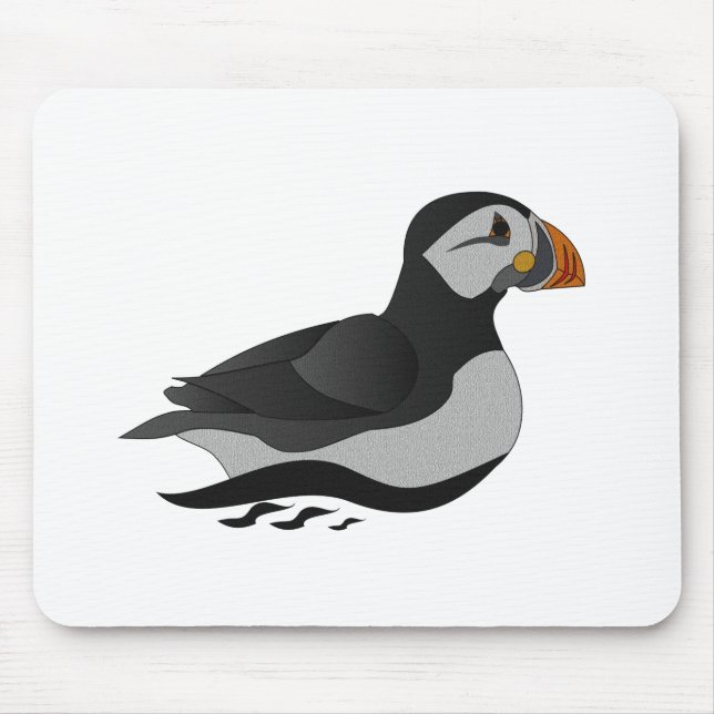 Tapis De Souris Caricature adorable en nage de Puffin Atlantique (Devant)