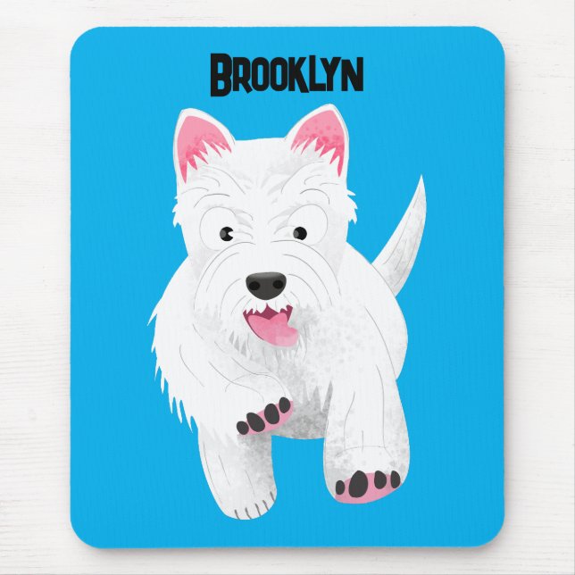 Tapis De Souris Caricature blanche de terrier de l'ouest (Devant)