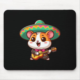 Tapis De Souris Caricature Cinco De Mayo Hamster Mariachi Guitare 