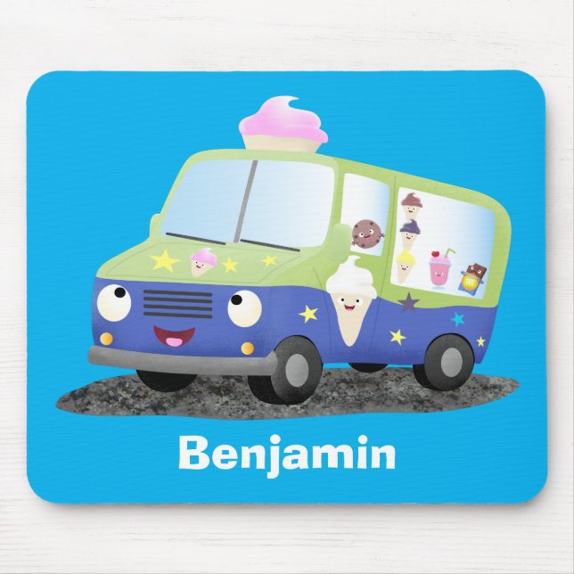 Tapis De Souris Caricature de camion de glace joli (Devant)