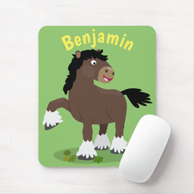 Tapis De Souris Caricature de cheval de trait de Cute Clydesdale (Avec souris)