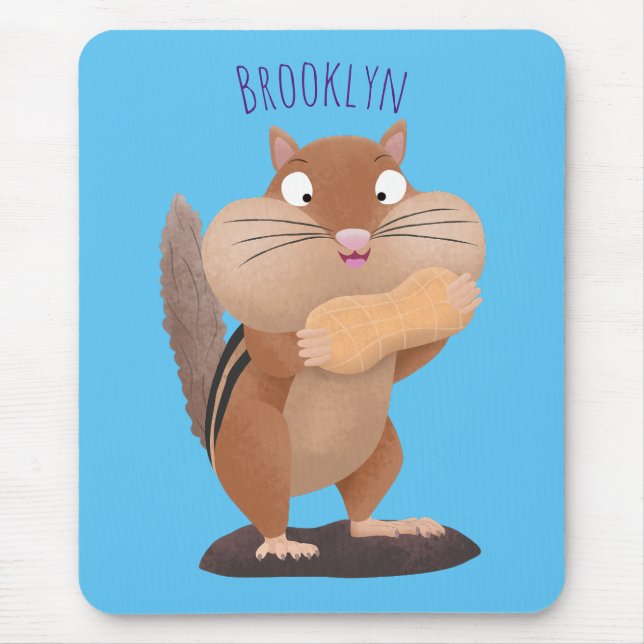 Tapis De Souris Caricature de chipmunk à grosses joues mignonnes (Devant)