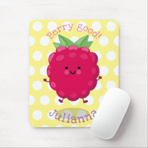 Tapis De Souris Caricature de framboise très heureuse