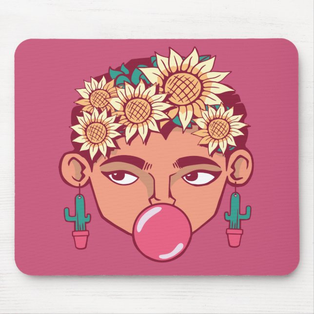 Tapis De Souris Caricature de Frida Kahlo (Devant)
