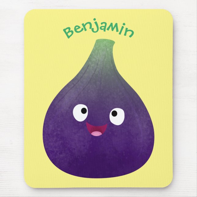 Tapis De Souris Caricature de fruits mauve joyeux aux figues (Devant)