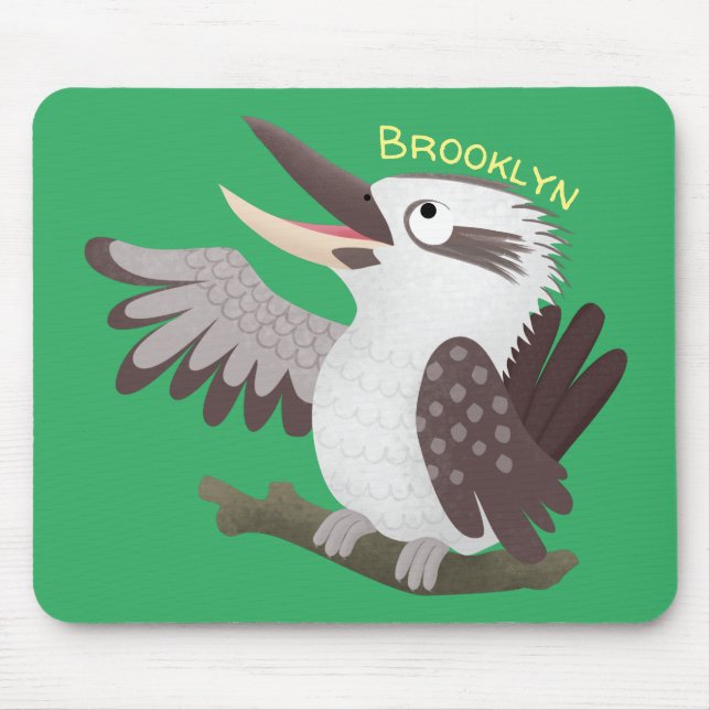 Tapis De Souris Caricature de kookaburra drôle et drôle (Devant)