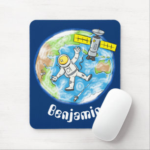 Tapis De Souris Caricature de la terre de l'astronaute