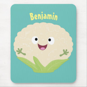 Tapis De Souris Caricature de légume de chou-fleur joyeux