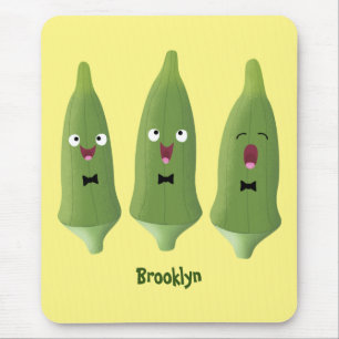 Tapis De Souris Caricature de légumes de l'okra chantante mignonne