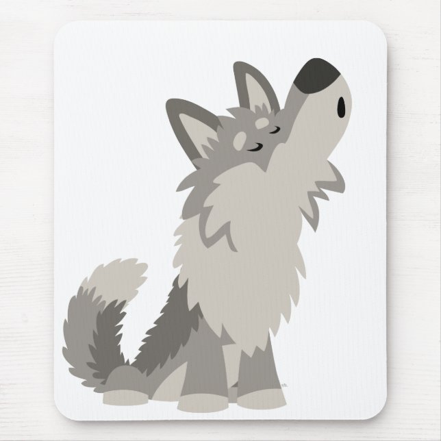 Tapis De Souris Caricature de loup de loup Mousepad (Devant)
