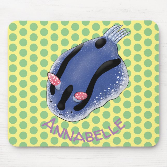 Tapis De Souris Caricature de nudibranche bleu mignon (Devant)