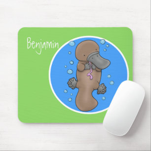Tapis De Souris Caricature de platypus bébé très heureuse