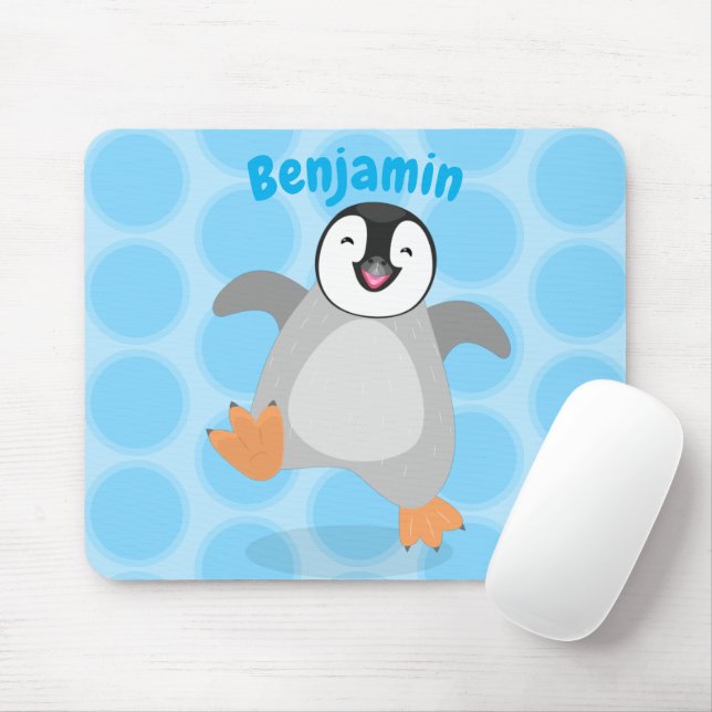Tapis De Souris Caricature de poussin de pingouin mignon et joyeus (Avec souris)