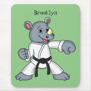 Tapis De Souris Caricature de rhino kung fu