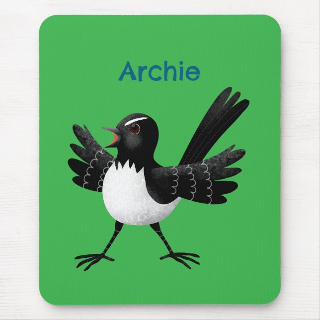 Tapis De Souris Caricature de Willie Wagtail australienne personna (Devant)