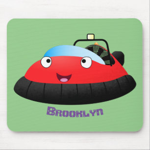 Tapis De Souris Caricature d'hovercraft rouge joyeux