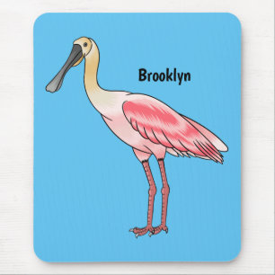Tapis De Souris Caricature d'oiseau de spatule de rose