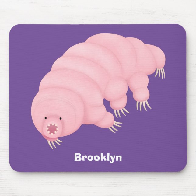 Tapis De Souris Caricature d'ours d'eau tardigrade rose mignon (Devant)