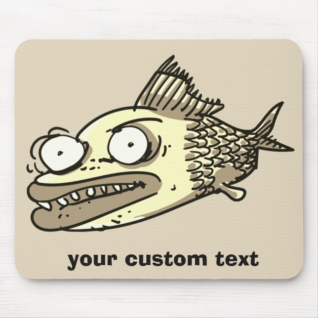 Tapis De Souris caricature drôles de poisson moche énorme (Devant)