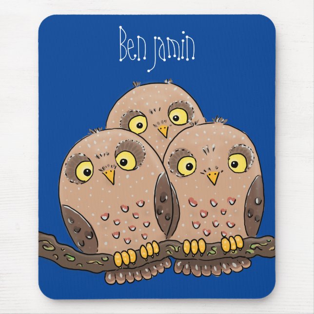 Tapis De Souris Caricature en trio de chouette (Devant)