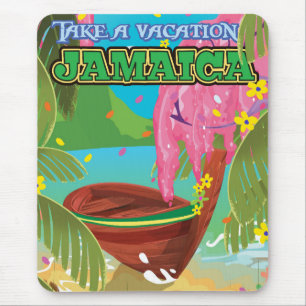 Tapis De Souris Caricature jamaïcaine affiche de voyage