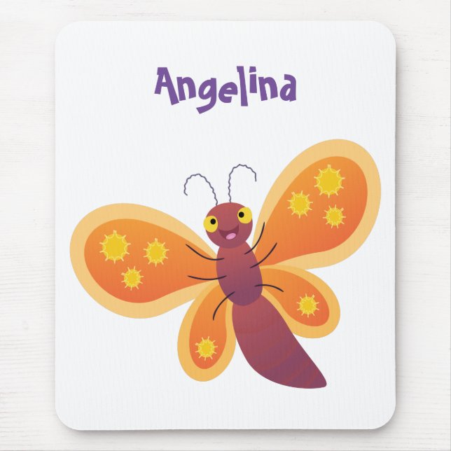Tapis De Souris Caricature joli papillon orange (Devant)