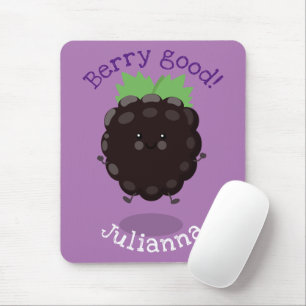 Tapis De Souris Caricature mignonne de mûre mauve de mûre mûre mau