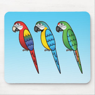 Tapis De Souris Caricature mignonne Oiseaux de perroquets macaw