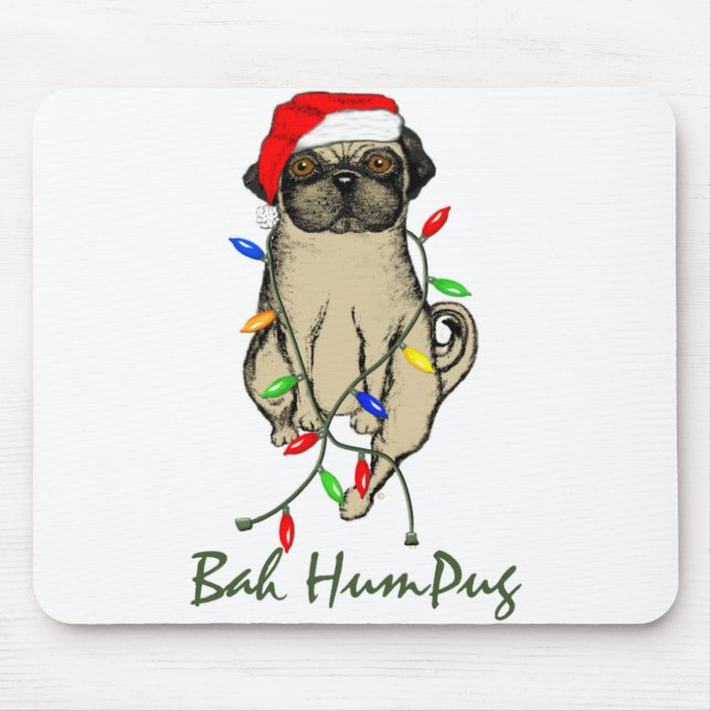 Tapis De Souris Carlin Chien Bah Humpug Funny Noël (Devant)