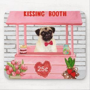Tapis De Souris Carlin Chien Valentine's Day Kissing Booth