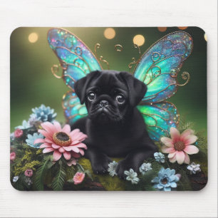 Tapis De Souris Carlin de fées florales Chiot Mousepad