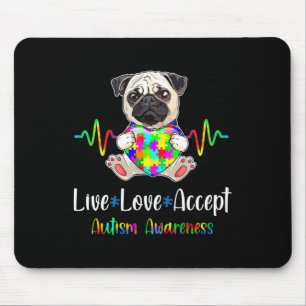 Tapis De Souris Carlin Puzzle Pièce Live Love Accepter Sensibilisa