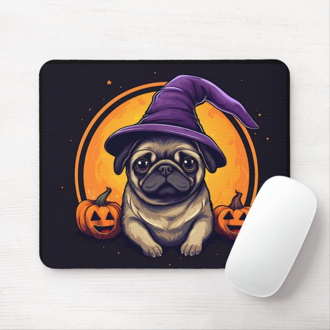 Tapis De Souris Carlin Witch Bumkins Halloween Lune (Avec souris)