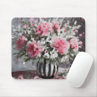 Tapis De Souris Carnation rose Fleur Arrangement noir