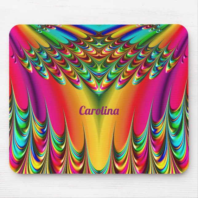 Tapis De Souris CAROLINA ~ Zany Hot Jaune, Bleu, Vert et Rose (Devant)