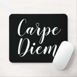Tapis De Souris Carpe Diem typographie de script noir et blanc