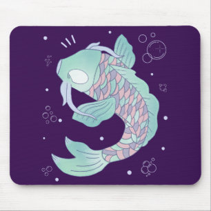 Tapis De Souris Carpe Koi Pastel Art Populaire Fantaisiste Sous-