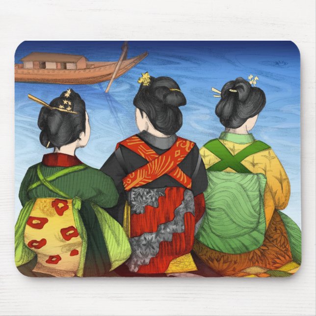 Tapis De Souris Carpette Trois Geishas Kimonos (Devant)