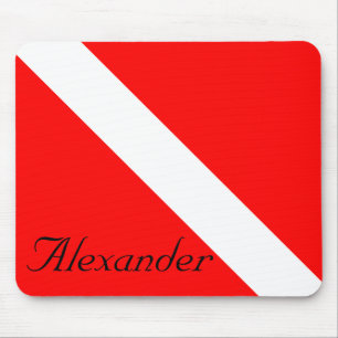 Tapis De Souris Carré blanc et rouge de l'indicateur SCUBA Diver 
