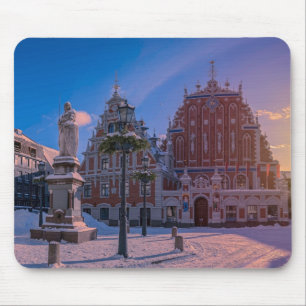 Tapis De Souris Carré de la mairie de Riga en hiver