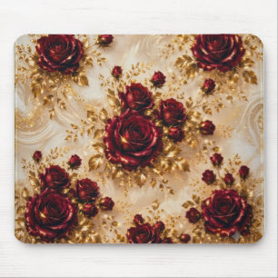 Tapis de souris carré en roses rouges de Bourgogne