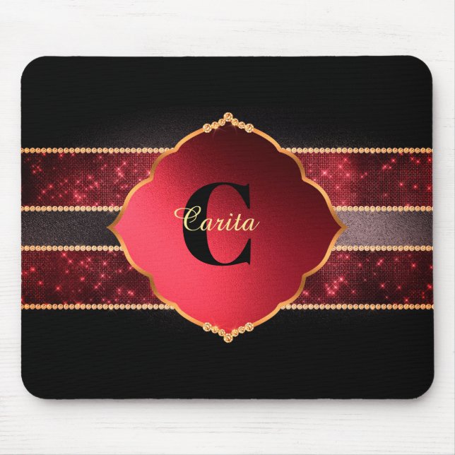 Tapis De Souris Carreau rouge Monogramme Souris (Devant)