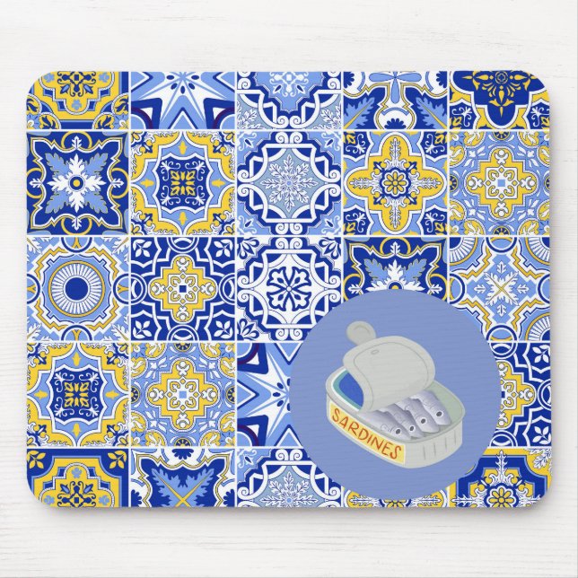 Tapis De Souris Carreaux bleus et araignées (Devant)