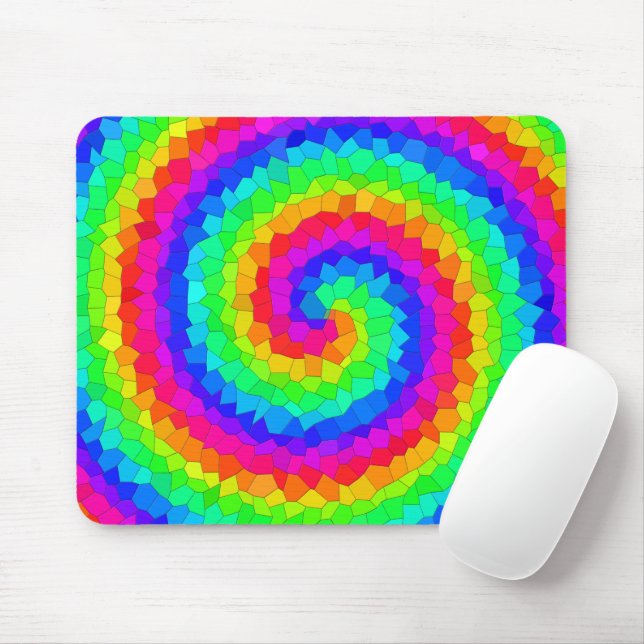 Tapis De Souris Carreaux de mosaïque arc-en-ciel (Avec souris)