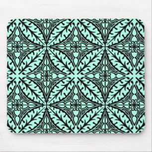 Tapis De Souris Carreaux marocains - bleu aqua et noir